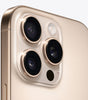 Gold Apple iPhone 16 Pro showing triple rear cameras and sleek edge design, fully unlocked with 256GB storage