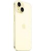 Apple iPhone 15 A2846 in light yellow showing rear dual cameras and side button, 256GB unlocked very good condition