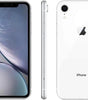 Apple iPhone XR 64GB in white shown from front, side, and back with factory unlocked status and 6.1-inch display.