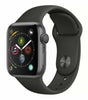 Apple Watch Series 4 Space Gray 44mm with black silicone band showing active fitness and app display