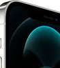 Close-up of Apple iPhone 12 Pro front screen and stainless steel edge showing side buttons in great condition