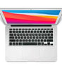 Apple MacBook Air 13 inch laptop open top view showing keyboard and colorful screen with macOS Monterey installed