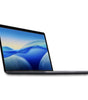 Space Gray 2019 Apple MacBook Pro 16-inch showing side view with screen on and slim design, Intel Core i9 model