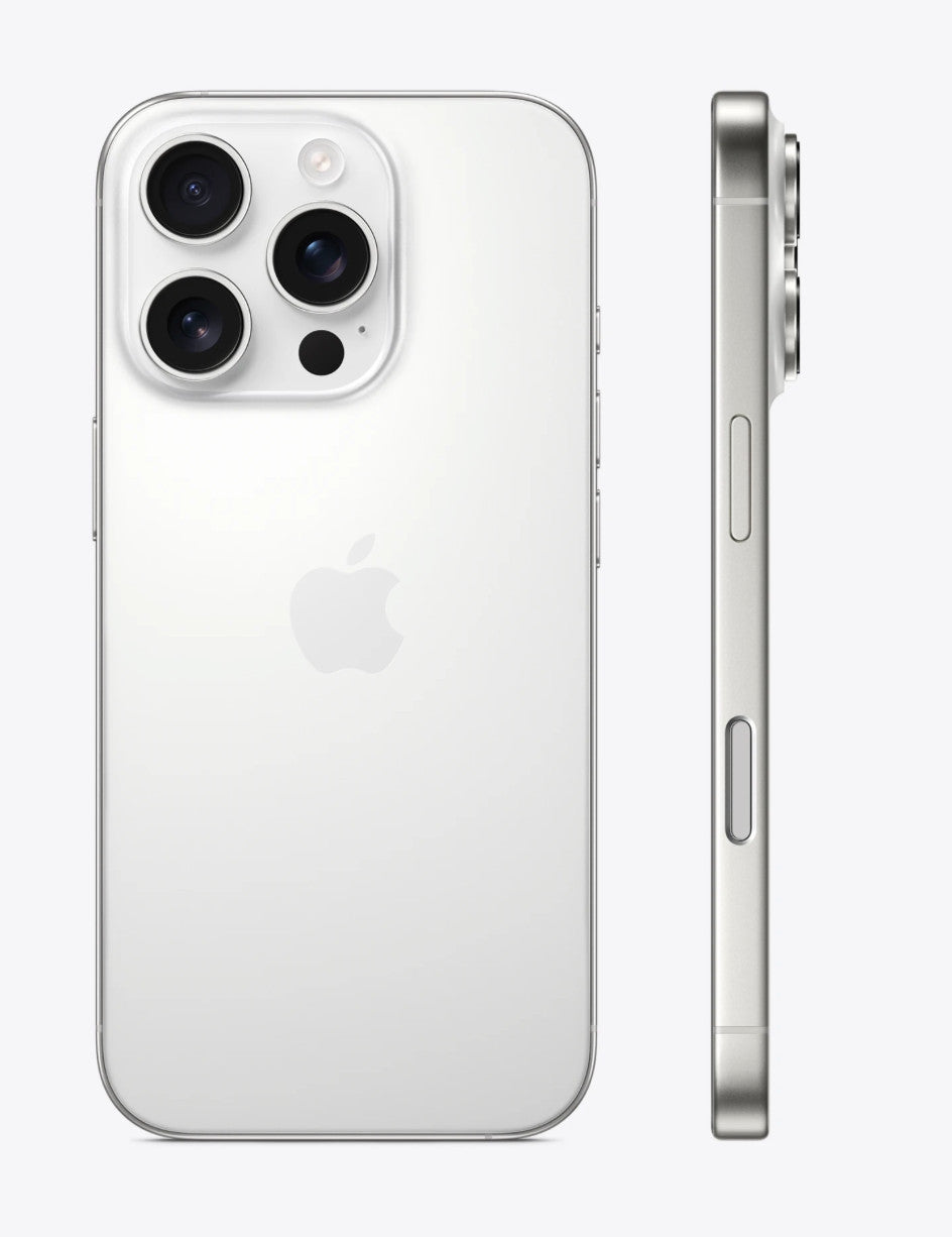 Silver Apple iPhone 16 Pro fully unlocked 256GB showing rear triple camera and side buttons in good condition