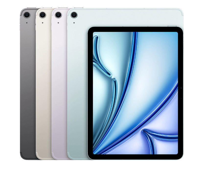 Apple iPad Air 11 inch A3267 2025 model in multiple colors showing front display and rear camera, unlocked 256GB Wi-Fi + 5G