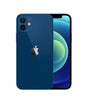 Apple iPhone 12 in blue showing front screen and dual rear cameras, unlocked model in excellent condition with 6.1-inch display
