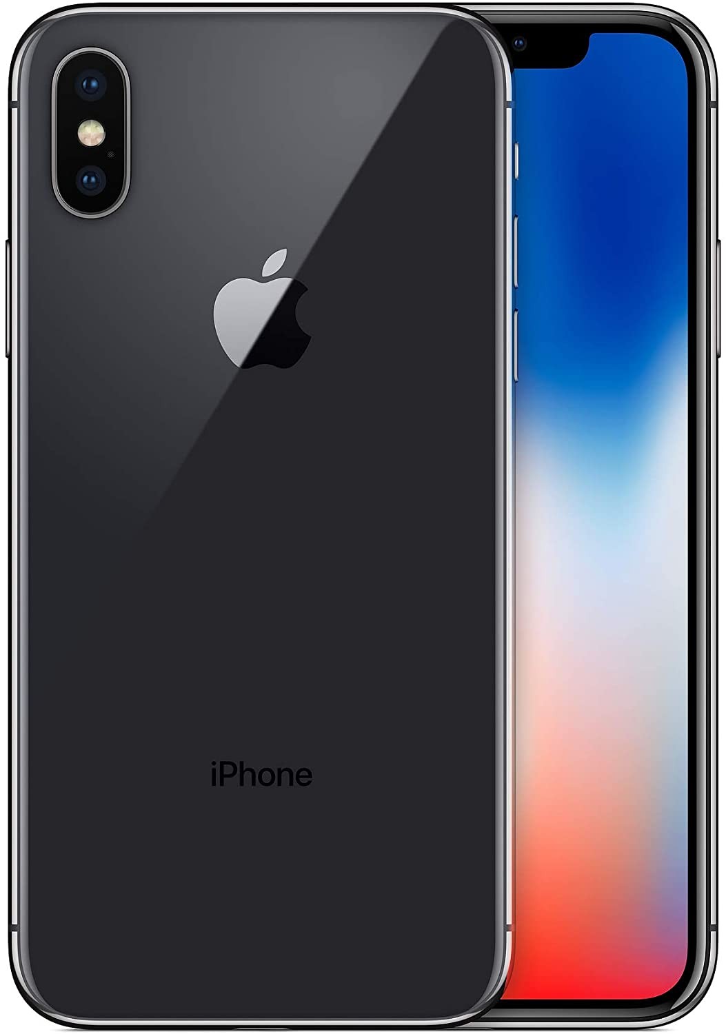 Apple iPhone X A1865 fully unlocked 256GB Space Gray front and back view with dual rear cameras and edge-to-edge display