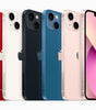 Apple iPhone 13 in various colors showing front and angled back view with dual rear cameras, excellent condition unlocked model