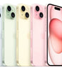 Apple iPhone 15 A2846 in multiple colors showing front and rear view with dual cameras and 256GB storage, unlocked condition