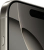 Close-up of Apple iPhone 16 Pro Max 256GB in silver showing side button and edge of the front display unlocked condition