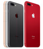 Apple iPhone 8 Plus smartphones in gold, silver, space gray, and red with dual cameras and sleek design shown side by side