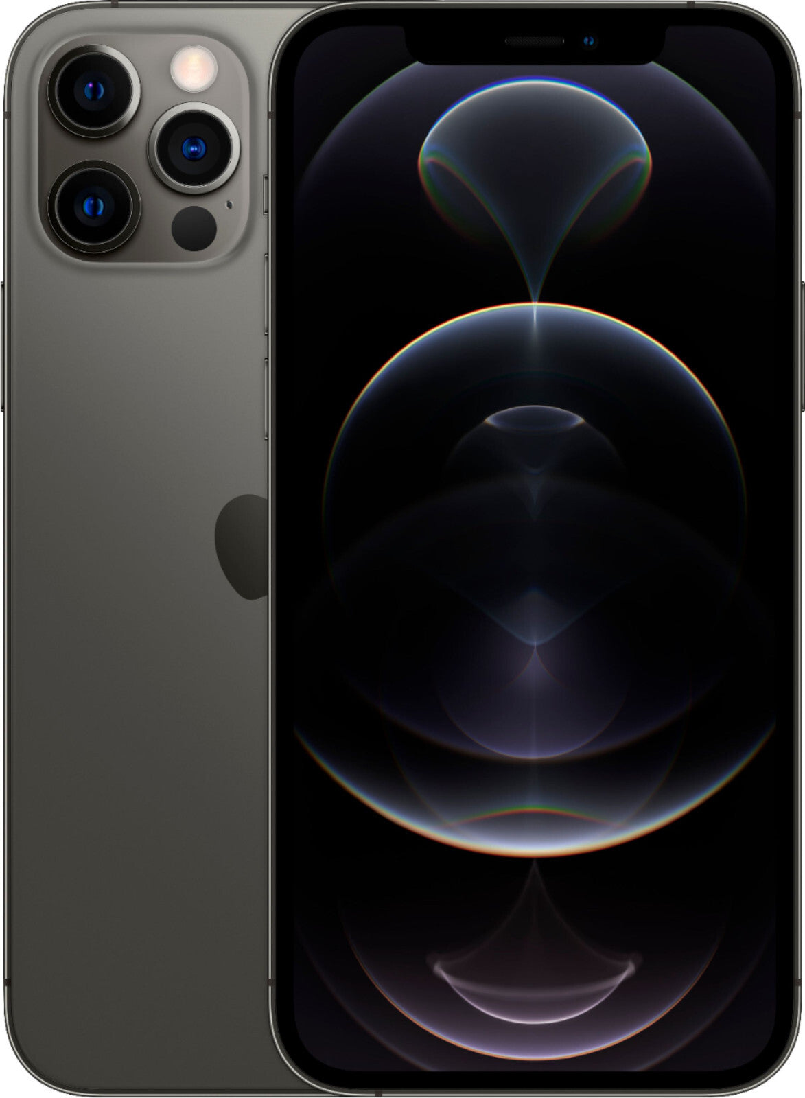 Apple iPhone 12 Pro in graphite showing front screen and triple rear cameras, unlocked with 6.1-inch display in great condition